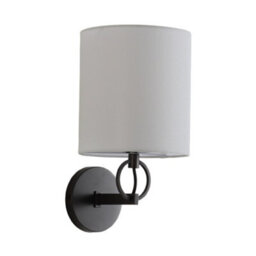 Living And Home Modern E27 Black And White Metal Wall Light With Fabric Lampshade, 5W - thumbnail 2