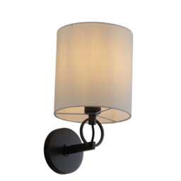 Living And Home Modern E27 Black And White Metal Wall Light With Fabric Lampshade, 5W - thumbnail 3