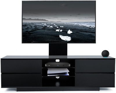 "Homeology Avitus Gloss Black With 4-Black Drawers And 3-Shelves Up To 65"" Led/lcd/plasma Tv Stand With Mounting Arm" - image 1