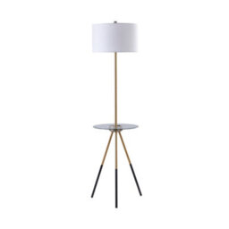 Teamson Home Tripod Floor Lamp With Built-In Usb Port & Glass Table, White/gold - 40 X 40 X 158.8 (Cm) - thumbnail 2