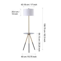 Teamson Home Tripod Floor Lamp With Built-In Usb Port & Glass Table, White/gold - 40 X 40 X 158.8 (Cm) - thumbnail 4