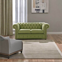 Chesterfield 2 Seater Shelly Mountain Tree Leather Sofa Settee Bespoke In Classic Style - thumbnail 2