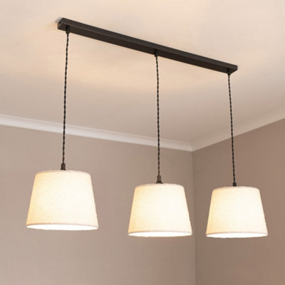 Valuelights Rory Tapered Cream Boucle Lamp Shade 3 Drop Ceiling Pendant Light With Led Bulbs - image 1