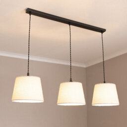 Valuelights Rory Tapered Cream Boucle Lamp Shade 3 Drop Ceiling Pendant Light With Led Bulbs - thumbnail 1