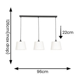 Valuelights Rory Tapered Cream Boucle Lamp Shade 3 Drop Ceiling Pendant Light With Led Bulbs - thumbnail 5