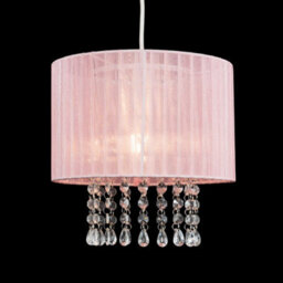 Valuelights Oba Pink Voile Ribbon Wrapped & Acrylic Droplet Ceiling Lamp Shade (D)28Cm - thumbnail 7