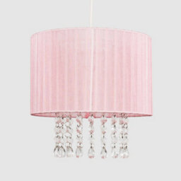 Valuelights Oba Pink Voile Ribbon Wrapped & Acrylic Droplet Ceiling Lamp Shade (D)28Cm - thumbnail 4