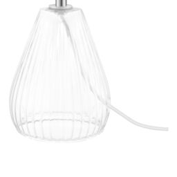 Cylinder Shiny Blue & Clear Glass Fabric Led Table Lamp - thumbnail 6