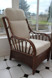 Gardenmarketplace Verona Cane Conservatory Furniture Duo Set- 2 Chairs And A Side Table- Cream Colour Fabric - thumbnail 3