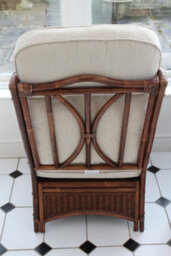 Gardenmarketplace Verona Cane Conservatory Furniture Duo Set- 2 Chairs And A Side Table- Cream Colour Fabric - thumbnail 4