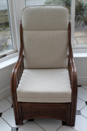 Gardenmarketplace Verona Cane Conservatory Furniture Duo Set- 2 Chairs And A Side Table- Cream Colour Fabric - thumbnail 2