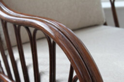 Gardenmarketplace Verona Cane Conservatory Furniture Duo Set- 2 Chairs And A Side Table- Cream Colour Fabric - thumbnail 5