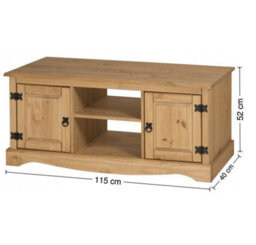 Mercers Furniture Corona 2 Door Flat Screen Media Tv Unit Solid Wood Pine With Mexican Styling Wooden - thumbnail 5