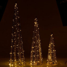 Urbn-Living Urbnliving 60Cm Height Gold Christmas Tree Cone Pyramid Led Fairy Lights Tower Xmas Decoration - thumbnail 2