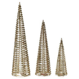 Urbn-Living Urbnliving 60Cm Height Gold Christmas Tree Cone Pyramid Led Fairy Lights Tower Xmas Decoration - thumbnail 3