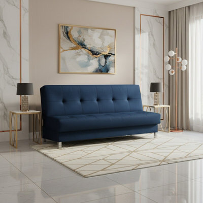 Enduro Xi Click Clack Sofa Bed Wooden Frame Foam Mattress Ideal For Living Room 195X90X85 Cm Blue - image 1