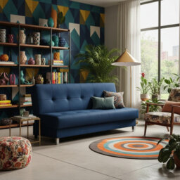 Enduro Xi Click Clack Sofa Bed Wooden Frame Foam Mattress Ideal For Living Room 195X90X85 Cm Blue - thumbnail 2