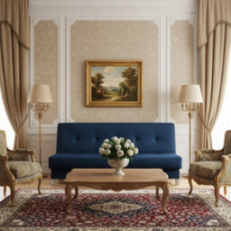 Enduro Xi Click Clack Sofa Bed Wooden Frame Foam Mattress Ideal For Living Room 195X90X85 Cm Blue - thumbnail 3