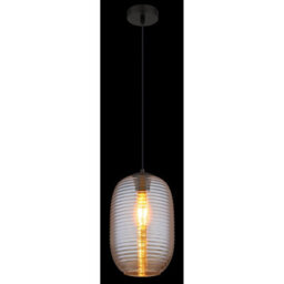 Luminosa Lighting Luminosa Jefrey Slim Pendant Ceiling Light Matt Black Amber Glass Shade 1X E27 - thumbnail 4