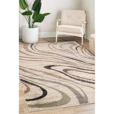 Melrose Cio Multi Wave Cream Coloured Design Large Indoor Area Rug 160/235Cm - image 1