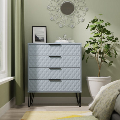 Anzio Matt Denim Blue No Effect 4 Drawer Chest (H)907mm (W)765mm (D)395mm - image 1