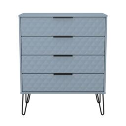 Anzio Matt Denim Blue No Effect 4 Drawer Chest (H)907mm (W)765mm (D)395mm - thumbnail 2