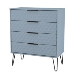 Anzio Matt Denim Blue No Effect 4 Drawer Chest (H)907mm (W)765mm (D)395mm - thumbnail 3