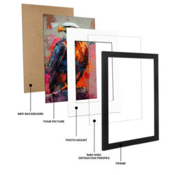 Ak Frames Matte Black 12X16 Frame With 14X11 Mount And Perspex Front - thumbnail 4