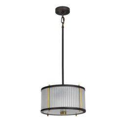 Elstead Corona Cylindrical 2 Light Pendant, Museum Bronze, Frosted Glass - thumbnail 2