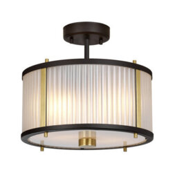 Elstead Corona Cylindrical 2 Light Pendant, Museum Bronze, Frosted Glass - thumbnail 4