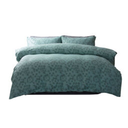 Belledorm Flora Jacquard Duvet Cover Set Duck Egg Blue (Superking) - thumbnail 1