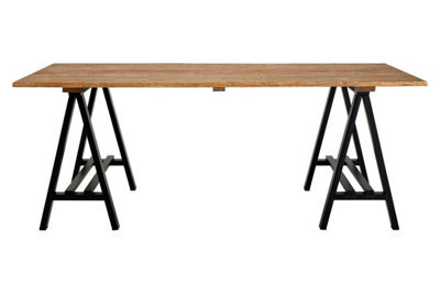 Premier Housewares Sturdy Pine Wood And Iron Dining Table, A-Frame Legs Small Dining Table, Elegant Kitchen Table For Dinner - image 1