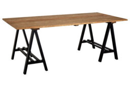 Premier Housewares Sturdy Pine Wood And Iron Dining Table, A-Frame Legs Small Dining Table, Elegant Kitchen Table For Dinner - thumbnail 2