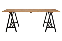 Premier Housewares Sturdy Pine Wood And Iron Dining Table, A-Frame Legs Small Dining Table, Elegant Kitchen Table For Dinner