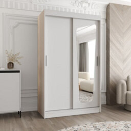 Arte White Sliding Wardrobe W120Cm X H200Cm X D62Cm - Stylish Storage For Small Spaces - thumbnail 1