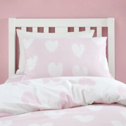 Catherine Lansfield Brushed Cotton Hearts Reversible Duvet Cover Set With Pillowcases Pink - thumbnail 3