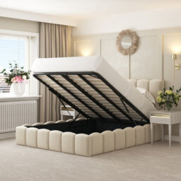 "Bed Choices Mayfair Bubble Bed Frame With 54"" Headboard & Ottoman Storage - Cream - Small Double" - thumbnail 3