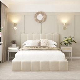 "Bed Choices Mayfair Bubble Bed Frame With 54"" Headboard & Ottoman Storage - Cream - Small Double" - thumbnail 2