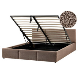 Beliani Ottoman Bed Boucle Bousse 160 X 200 Cm (Eu King Size) Taupe - thumbnail 1