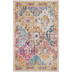 Livabliss Harput-Vintage Orange Blue Beige Grey Traditional Boho Living Dining Bedroom Rug 60 X 90 Cm Easy Care, Non Shedding - thumbnail 1