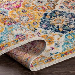 Livabliss Harput-Vintage Orange Blue Beige Grey Traditional Boho Living Dining Bedroom Rug 60 X 90 Cm Easy Care, Non Shedding - thumbnail 3