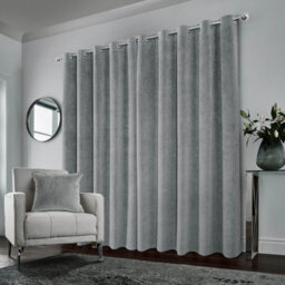 Luxury Enhanced Living Grey Velvet, Supersoft, 100% Blackout, Thermal Pair Of Curtains With Eyelet Top - 66 X 90 Inch (168X229Cm) - thumbnail 1