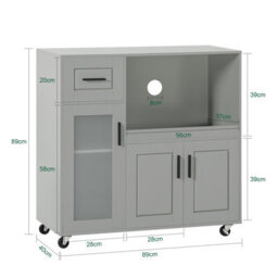 Sobuy Fsb78-Hg, Sideboard Microwave Cabinet Dining Room Cupboard Kitchen Trolley,grey,w89Xd40Xh89.5 - thumbnail 3