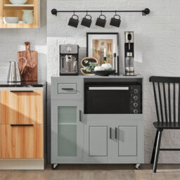 Sobuy Fsb78-Hg, Sideboard Microwave Cabinet Dining Room Cupboard Kitchen Trolley,grey,w89Xd40Xh89.5 - thumbnail 2