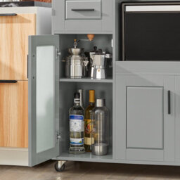 Sobuy Fsb78-Hg, Sideboard Microwave Cabinet Dining Room Cupboard Kitchen Trolley,grey,w89Xd40Xh89.5 - thumbnail 7