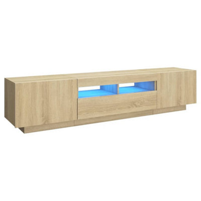 Berkfield Modern Tv Cabinet With Led Lights Sonoma Oak 180X35X40 Cm - image 1