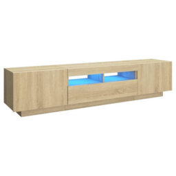 Berkfield Modern Tv Cabinet With Led Lights Sonoma Oak 180X35X40 Cm