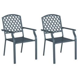 Walplus Chair 2 Pcs Anthracite 56 X 65 X 89Cm Steel - thumbnail 2