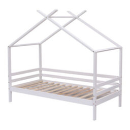 SlumberWorx Teddy Kids Childrens Wooden House Treehouse Single Bed Frame  (White) - thumbnail 3