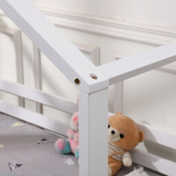 SlumberWorx Teddy Kids Childrens Wooden House Treehouse Single Bed Frame  (White) - thumbnail 5